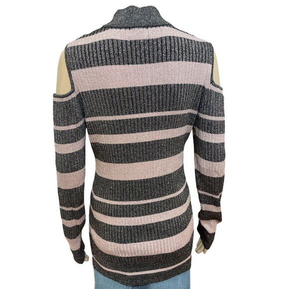 Questions Pink Black Cold Shoulder Knit Top Size XL - Picture 3 of 3